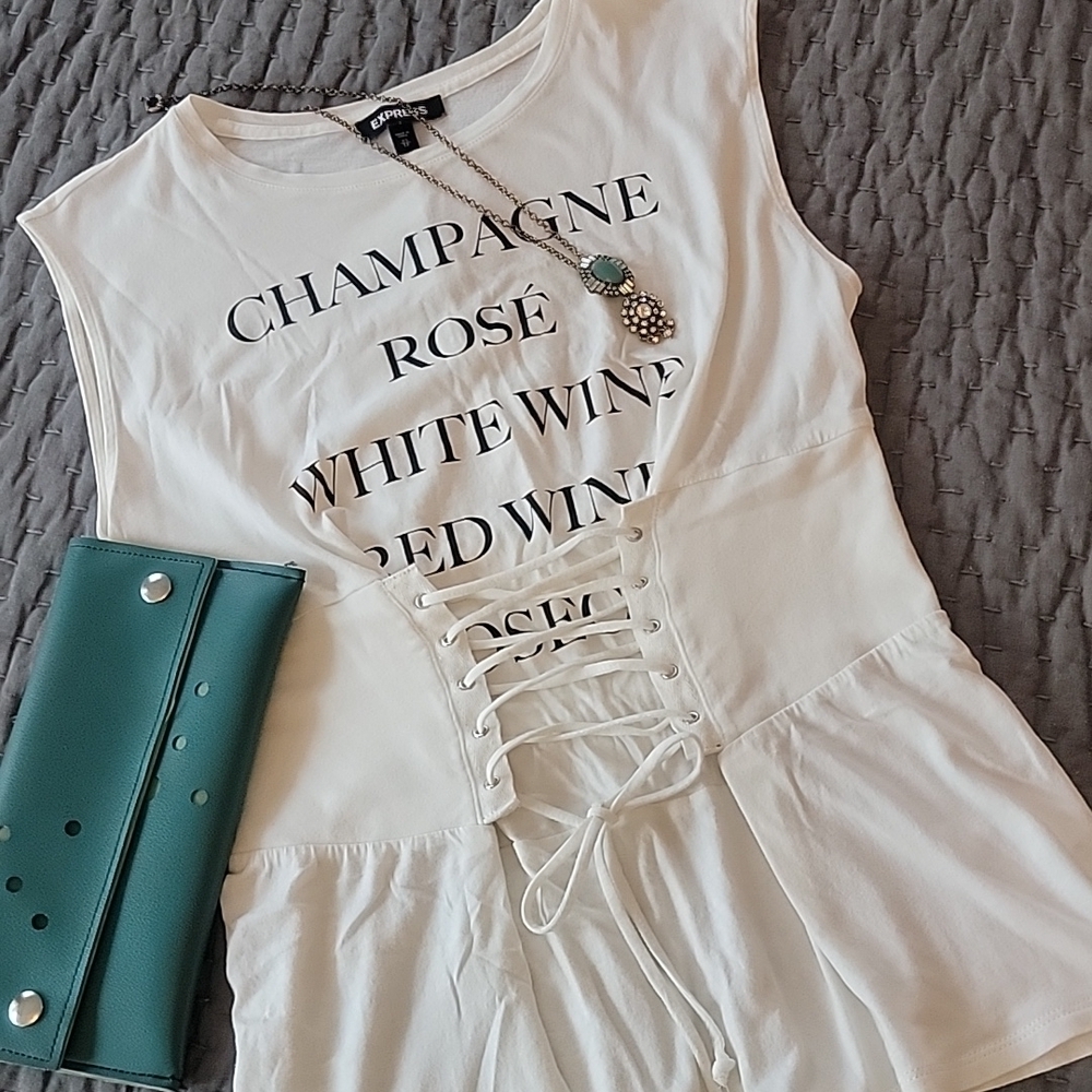 Express Corset Tee Graphic:Champagne * Rose * White Wine * Red Wine * Prosecco - Picture 2 of 9